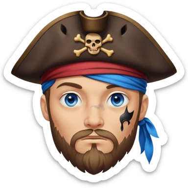 blue eyed pirate with a scar over one eye sticker