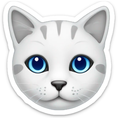 Blue simplistic sketch of a cute cat face sticker