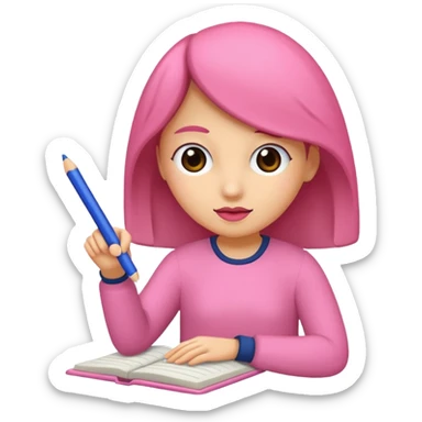 lapiz rosa escribiendo sticker