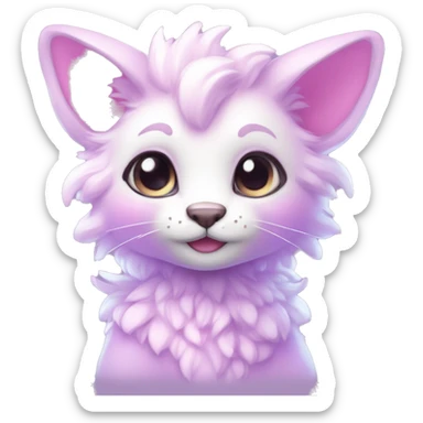 Kawaii cute colorful bright light pastel lilac-pink-white-gradient fantasy ethereal anthro fursona animal creature sticker