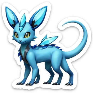 Shiny Futuristic Dusclops-Salandit-Glaceon-Fakémon-hybrid-creature (full body)  sticker