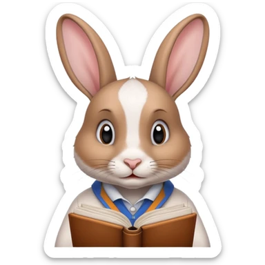 rabbit studying langage sticker