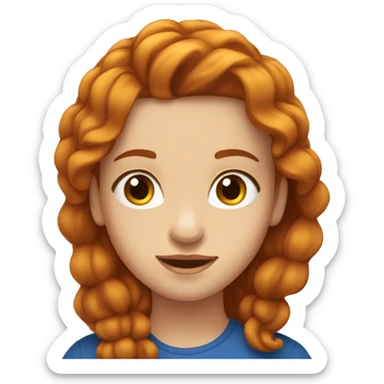 Une Fille rousse cheveux longs et aux yeux bleus , les cheveux detaché ondulé sticker