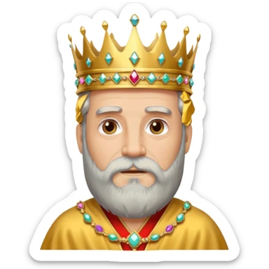 Bearded King, Old king with long gray beard and jeweled crown. sticker