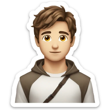 handsome brown hair boy white posing gallantly sticker