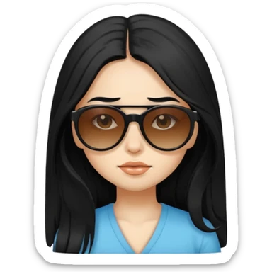 Girl with long black hair hitting a vape sunglasses hungover  sticker