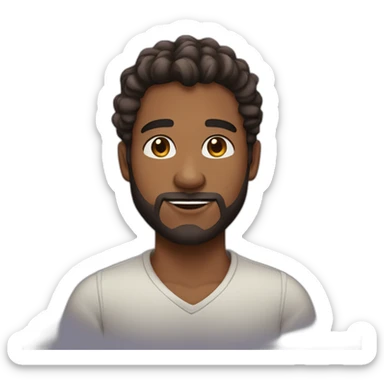 brown skin man, beard, medium hair, nose piercing sticker