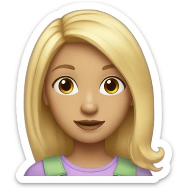 A girl with blonde hair, fresh clothes, and hazel eyes sticker