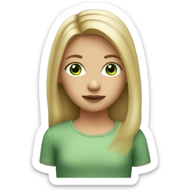 Girl with straight dirty blonde hair and green eyes  sticker