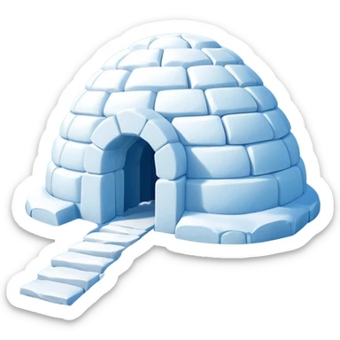 A traditional snow igloo on a vast snowy plain under a clear blue sky. Soft sunlight casts gentle shadows across the snow. The igloo has a small entrance tunnel and compacted snow blocks forming its dome. Realistic Arctic environment, calm winter feeling. Negative: Background transparent. sticker