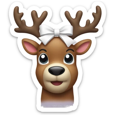 Reindeer with white bow sticker