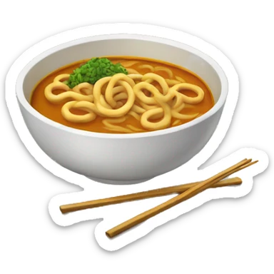 a bowl of curry udon without chopsticks sticker