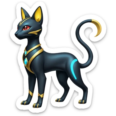 Futuristic Glowing shiny Bastet-Umbreon-Salandit-fusion (full body) sticker