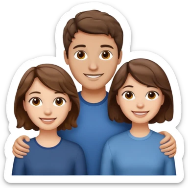 Throuple two women with short wavy brown hair, male with short brown hair sticker