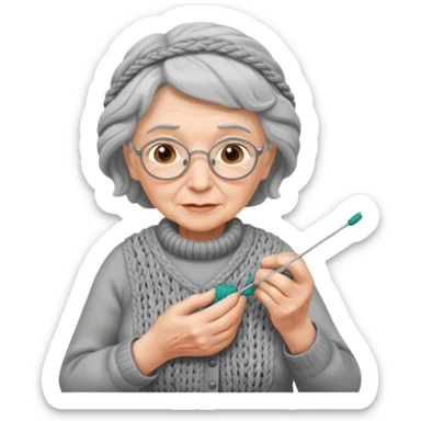 elderly woman knitting sticker