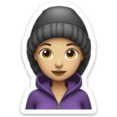 Mujer embarazada pelo morado corto y gorro negro con gris sticker