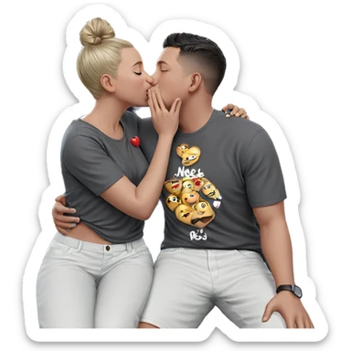 couple sharing a kiss sticker