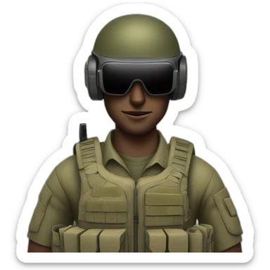 israeli soldier with vr glasses from 45 degreeas sticker