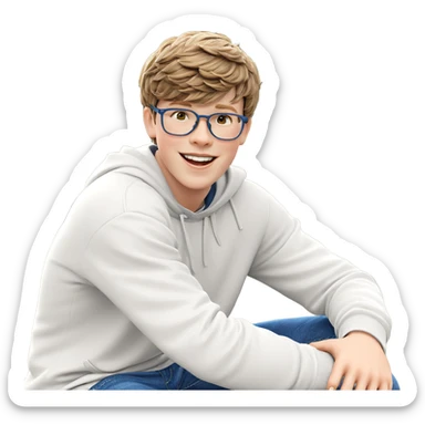 smiling boy outdoors in denim sticker