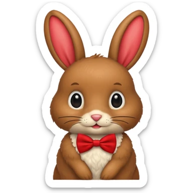 brown bunny with red bowtie sticker