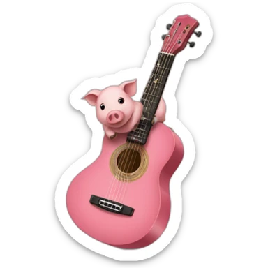 cochon rose joue de la guitare sticker