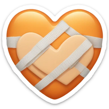 light orange heart with bandages sticker
