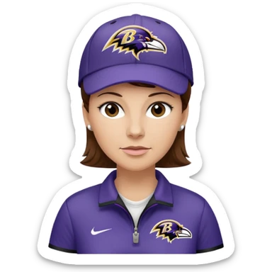 Caucasian short brown hair Female football coach Baltimore Ravens  sticker