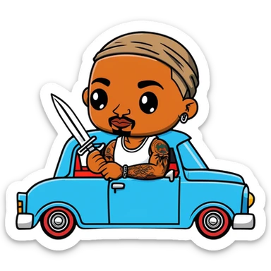 Tupac muñeco chucky tatuajes cuchillo carro lowrider  sticker