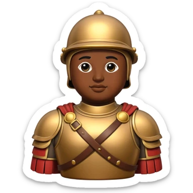 Botero Bronze Roman Soldier Landmark Emoji – Showcasing a stylized, rounded bronze Roman soldier sculpture. sticker