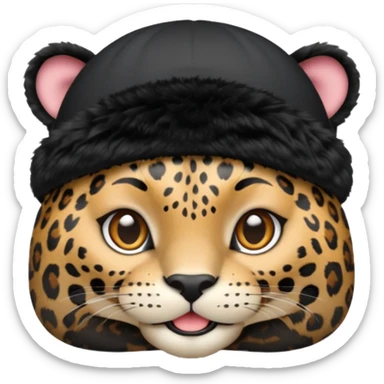 A black jaguar wearing a baby hat sticker