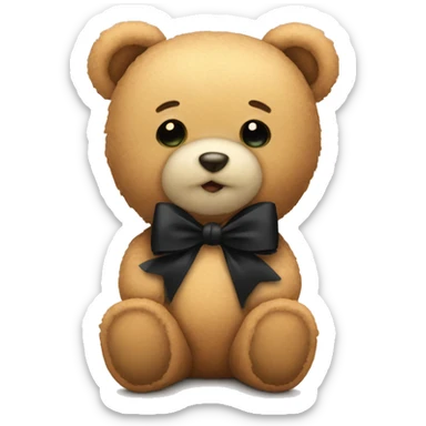 Cute teddy bear with black bow sticker