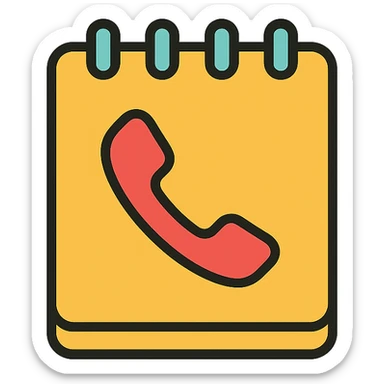 notepad with phone icon, minimal color icon style sticker