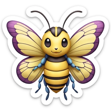 Cute Chibi Beedrill-Butterfree-Pokémon-Fakémon-creature sticker