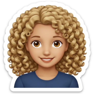 dark blonde girl with 3b curls and brown eyes smiling  sticker