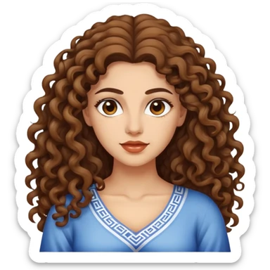 attractive Greek woman with long curly hair and light skin sticker