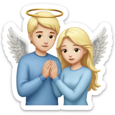 Boyfriend bowing to girlfriend who is an angel sticker