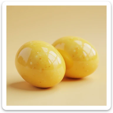 two yellow fat cells (adipocytes) hyperrealistic 3d, no background, slightly different arrangement sticker