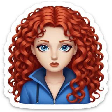pretty long hair cury red hair baddie with eyeliner and blue eyes sticker