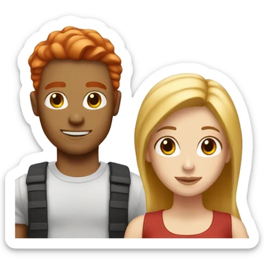Couple red hair guy and blonde girl sticker