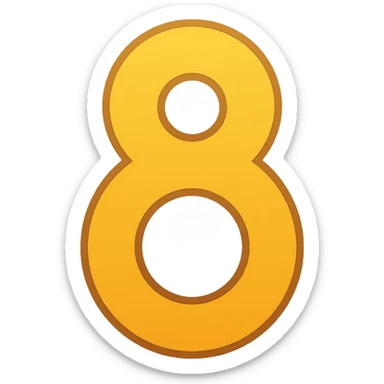 Number 8 on a yellow volumetric background sticker