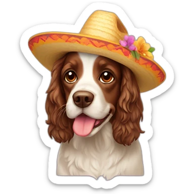 spring spaniel with sombrero sticker