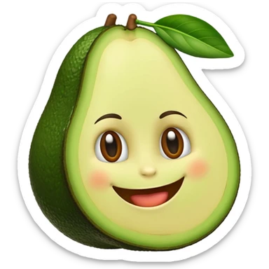 avocado with smile sticker