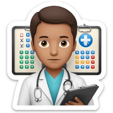 Change the eye gaze so that it is directed toward the medical chart. sticker