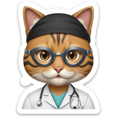 doctor cat, black surgeon mask sticker