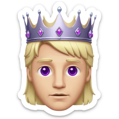 blonde king with silver crown and purple gems sticker
