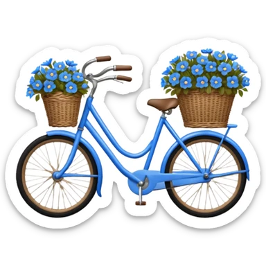 Vintage beige bike with a basket and blue flowers sticker