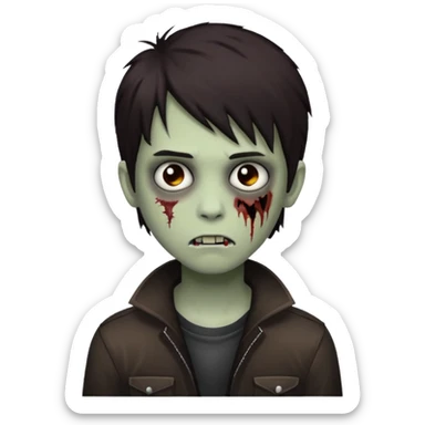 boy zombie with darkish brown emo hair, not so harmed sticker