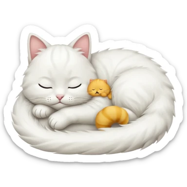emoji of white sleeping cat with a tail hanging down sticker