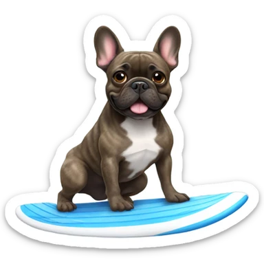 brindle french bulldog surfing sticker