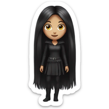 girl with black long hair and halloween costume sticker